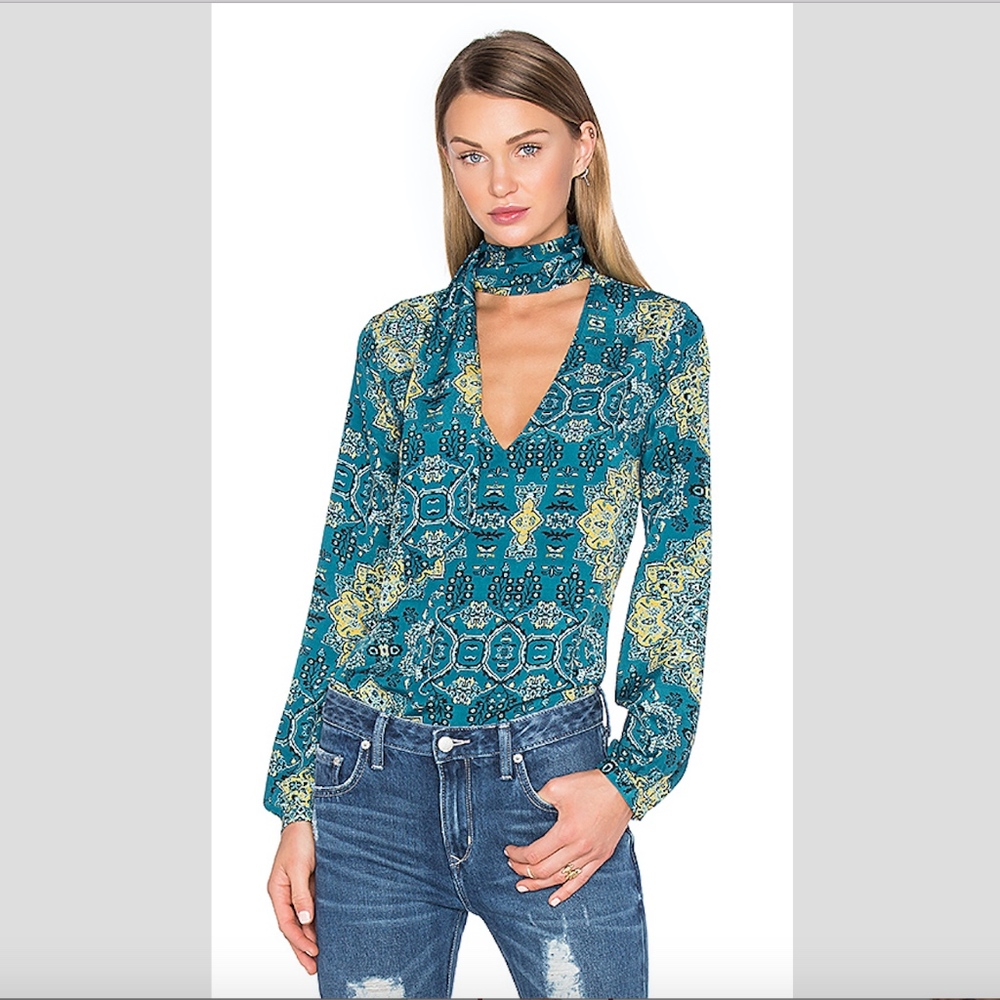 House of Harlow X Revolve Naomi Tie Neck Blouse